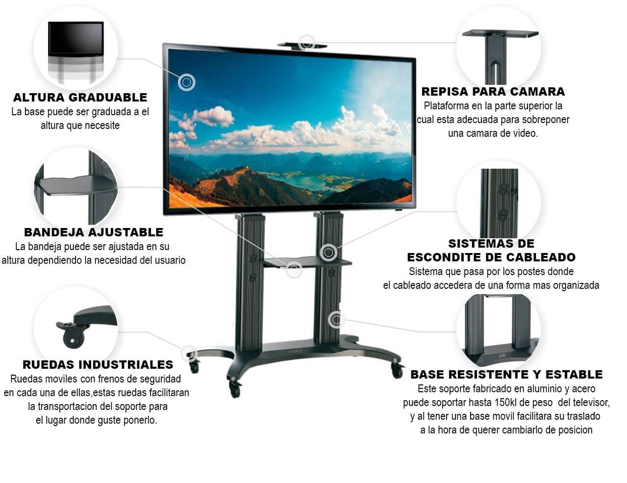 Soporte de televisor resistente hasta 59 kg